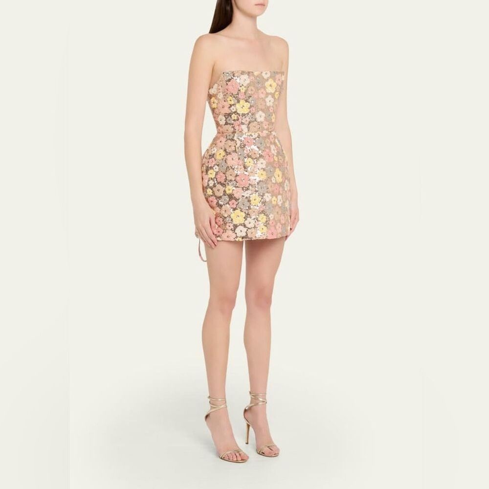 NWOT BRONX AND BANCO Maraya Strapless Floral Sequin Fit & Flare Mini Dress, M - Picture 4 of 16